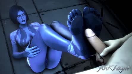 Cumming on Cortana's feet