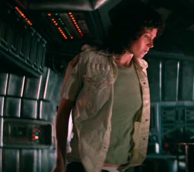 Sigourney Weaver strips to her tiny space panties in Alien (4K, brightened, color