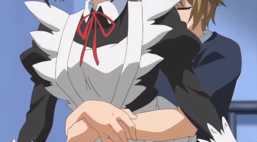 animation cosplay hentai kissing maid nsfw nipple play sibling gif