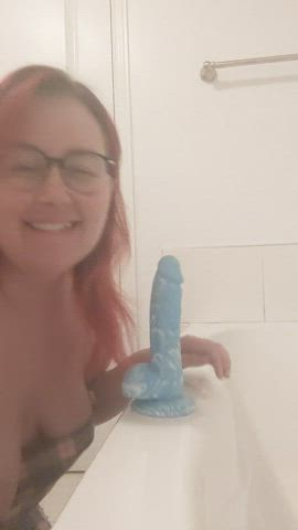 Amateur Dildo Glasses Lick Redhead Solo Sucking Tongue Fetish Toy gif