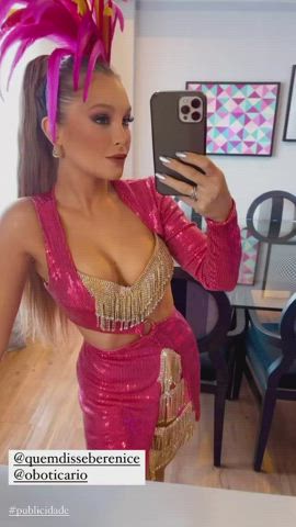 babe blonde brazilian celebrity cleavage costume gif