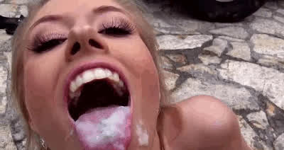 bukkake cum in mouth cum swallow swallowing gif