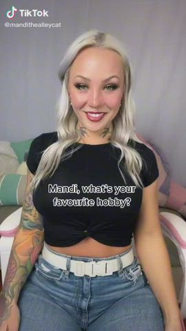 Blonde Blue Eyes Cum Handjob Tease TikTok gif