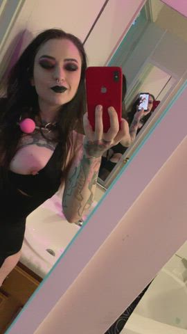 alt corset lipstick fetish gif