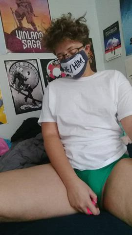 clothed fansly femboy masturbating panties solo trans trans man vibrator gif