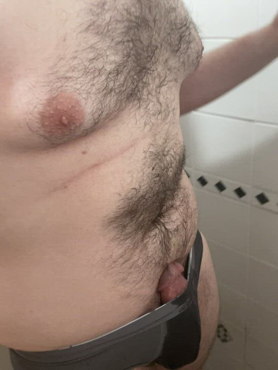 Bear Chubby Gay Male Masturbation Piss Pissing Underwear Watersports gif