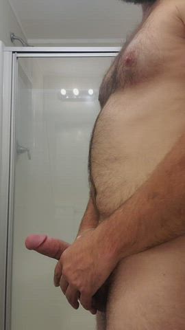 big dick handjob shaved shower gif