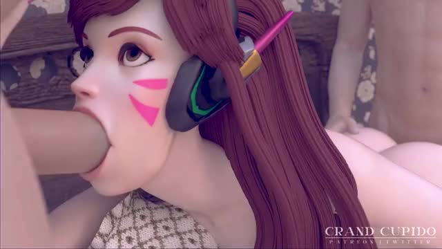 Dva double penetration and throat fuck Close Angle