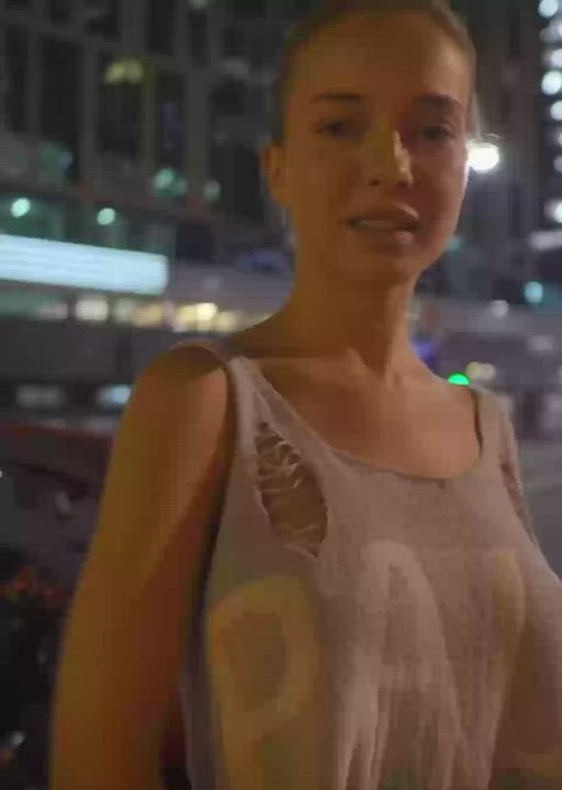 Cute blonde changing in public