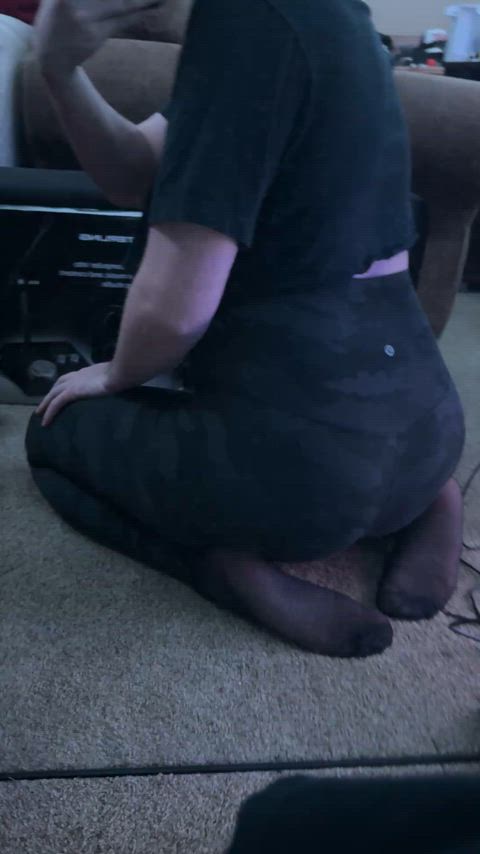 ass femboy leggings male masturbation onlyfans tights thick-booty gif