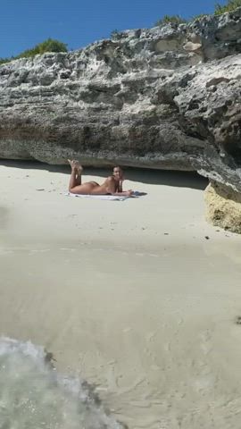 amateur ass babe beach brunette nude nudity gif