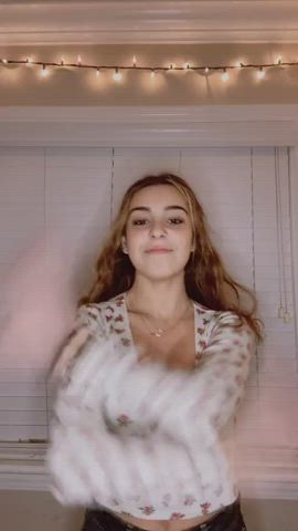 Bouncing Tits Cleavage Dancing Jiggling Teen TikTok gif