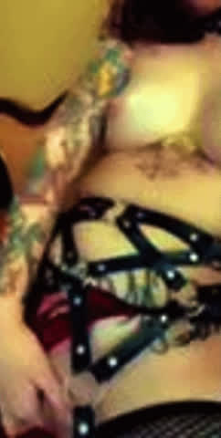alt exposed fingering girlfriend goth petite small tits tattoo gif