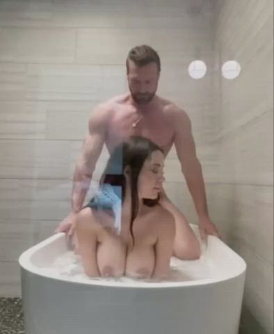 Bathroom Bathtub Big Tits Cute Doggystyle Shower White Girl gif