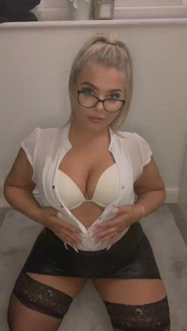 big tits british clothed tease teasing gif