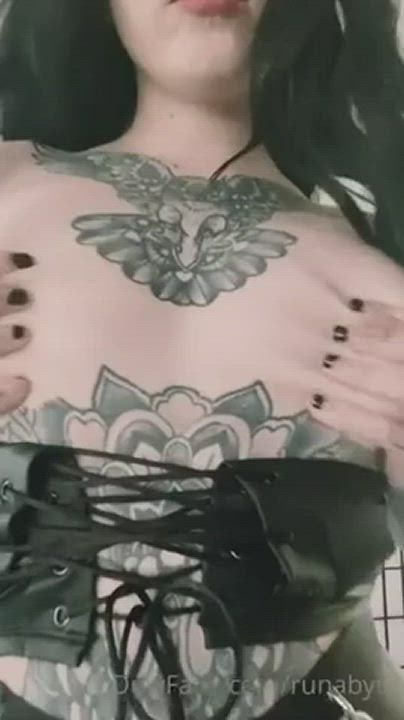 Fingering Fishnet Tattoo gif