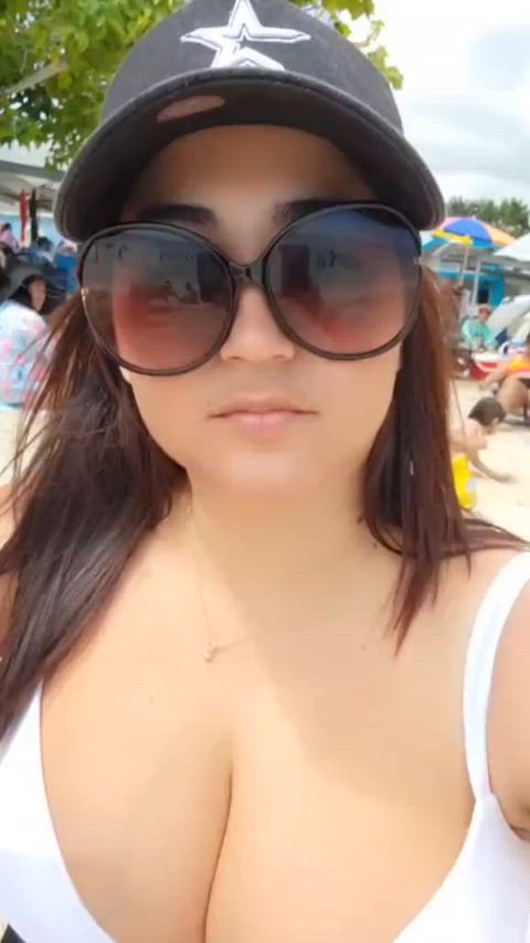 big tits bikini busty cleavage milf puerto rican sfw selfie tiktok tik-tok gif