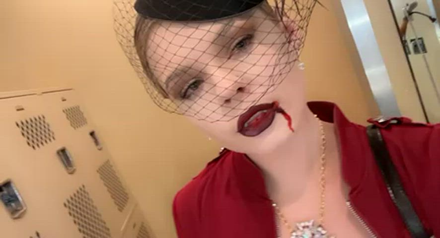 costume licking tongue fetish gif