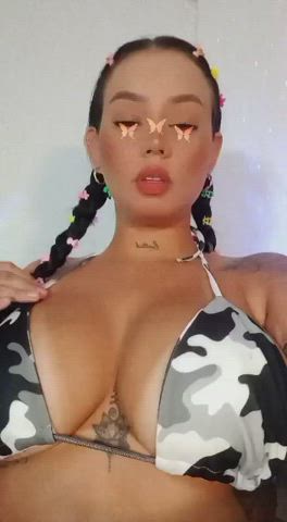 Ass Big Tits Boobs Curvy Lingerie Lips Tattoo Tits gif