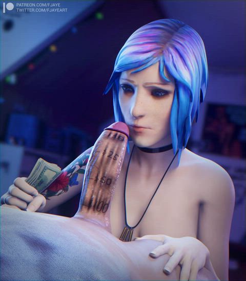 3d animation big tits blowjob blue eyes choker deepthroat kiss slut blue hair gif