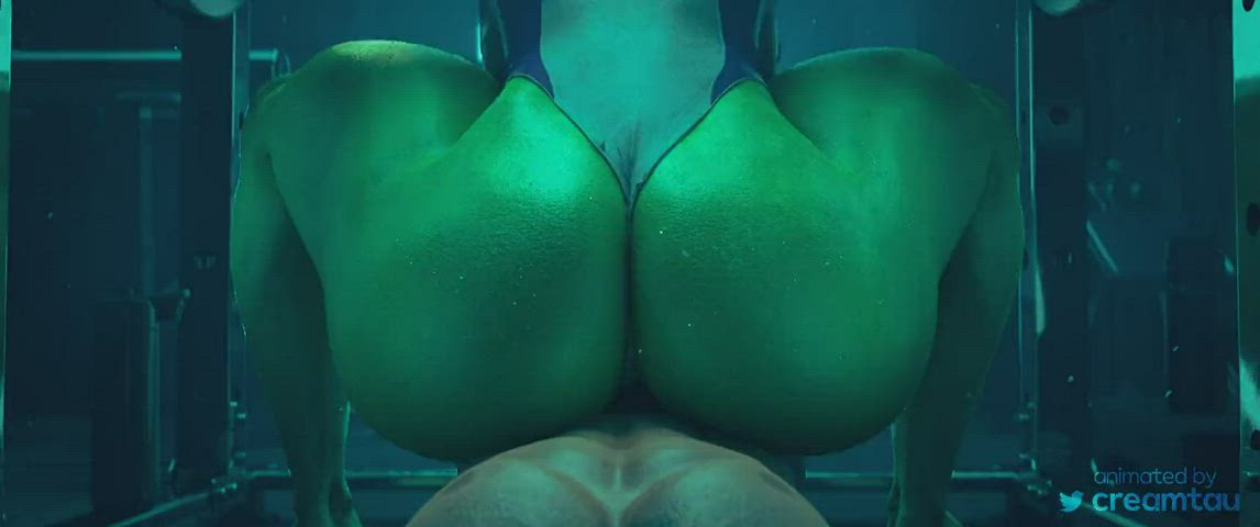 3d anal animation anime ass cowgirl gym muscular girl underwear gif