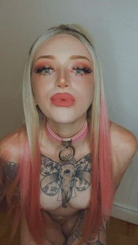 ahegao alt choker pink spit tattoo gif