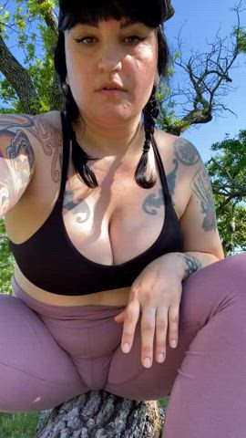 big tits outdoor public tattoo titty drop gif