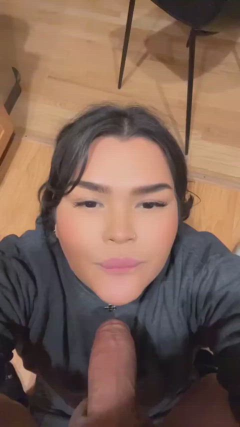 big dick blowjob crossdressing deepthroat femboy latina gif