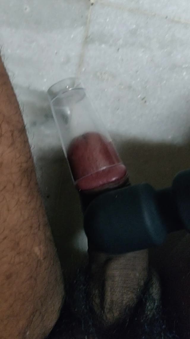 Filling the glass with cum