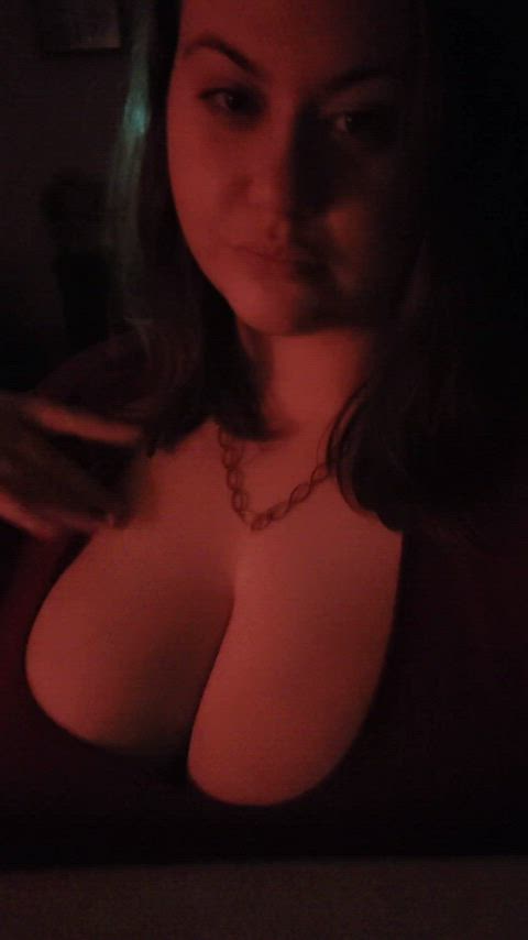 cleavage clothed huge tits gif