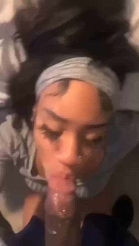 big dick blowjob cum ebony homemade sloppy gif