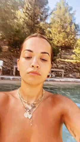 Bikini British Celebrity Rita Ora Tits Wet gif