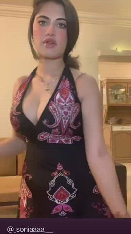 Cleavage Indian MILF Squeezing Tits gif