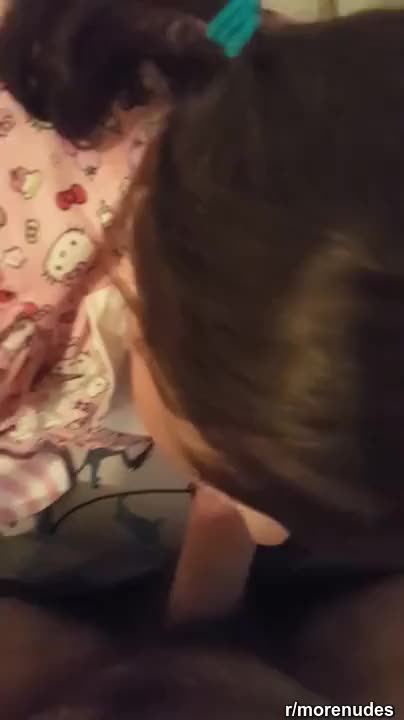 Little sister sucks cock