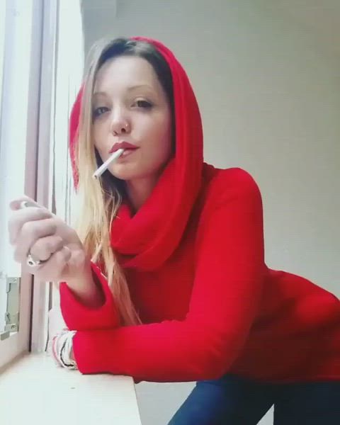 blonde sexy smoking gif