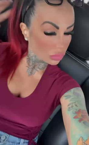 Big Tits Blowjob Cumshot Facial Fake Tits Lips Redhead Selfie Tattoo gif