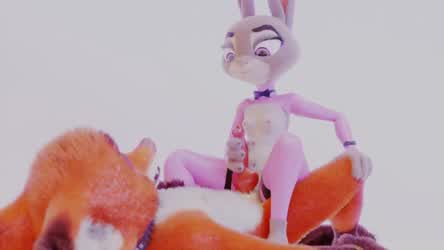 Judy jerking off Nick until he blows his load all over her (pochemu)