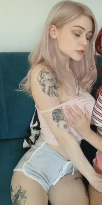 Big Tits Blonde Busty Groping Shorts Tattoo Teen gif