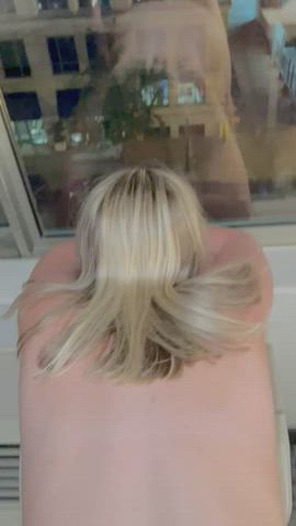 ass bending over blonde gif