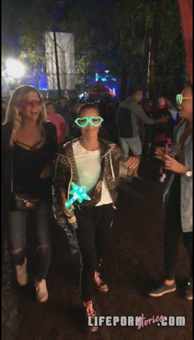 blowjob clothed festival friends public gif