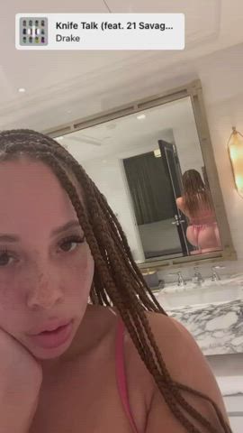 Big Ass Bikini Ebony Freckles Redhead Thong gif