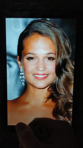 alicia vikander brunette celebrity cum cumshot facial tribute gif