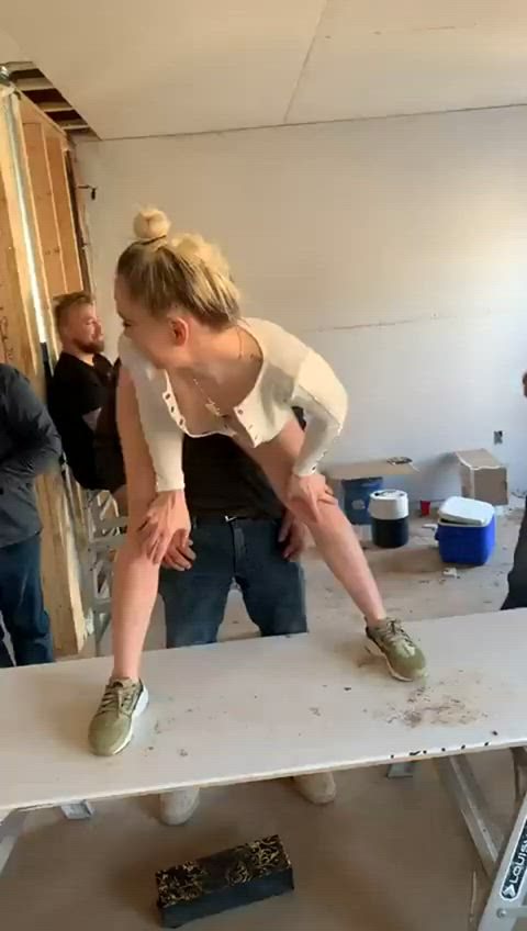 coworker nsfw trashy boners white girl workout gif