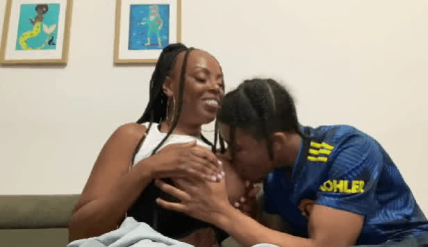 ebony ebony couple foreplay sensual sucking tits gif