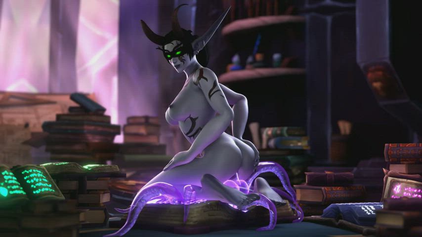 Sexy night elf enjoying a new book (santalol)