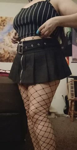 fishnet flashing goth latina tease thick titty drop gif