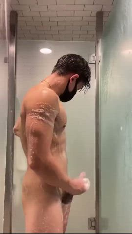 Masked Shower Stroker