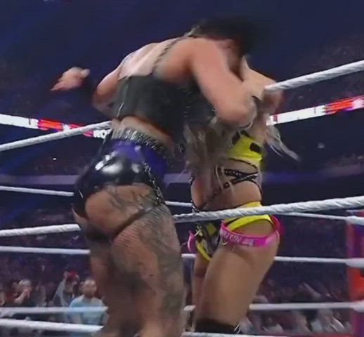 ass big ass blonde booty girls pawg tattoo thick wedgie wrestling gif