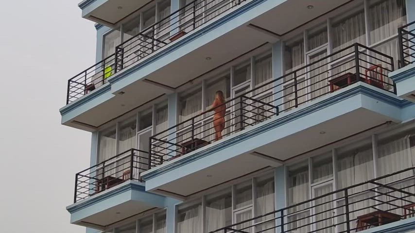 balcony nude nudity public gif