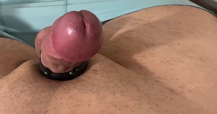 Tight rings and a throbbing cock makes a mess